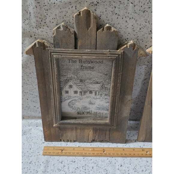 2x Barnyard Reclaimed Rustic Wood Photo Frame Primitive Set 7"x6" Farmhouse Pic - Picture 10 of 16